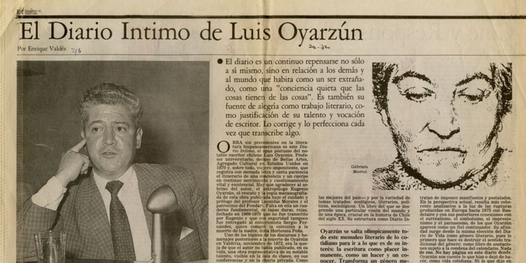 El diario íntimo de Luis Oyarzún