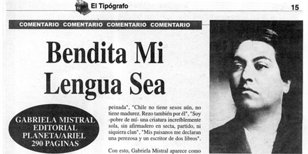 Bendita mi lengua sea