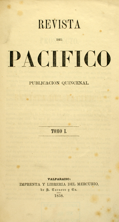 Portada de Revista del Pacífico: tomo 1, 1858