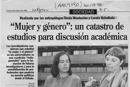 "Mujer y género", un catastro de estudios para discusión académica