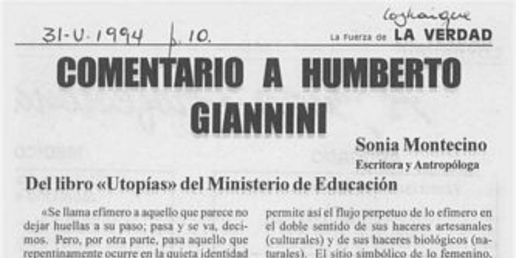 Comentario a Humberto Giannini