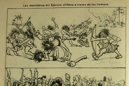 Caricatura "Las maniobras del Ejército chileno a través de los tiempos", 1905