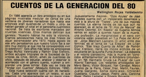 Cuentos de la generación del 80