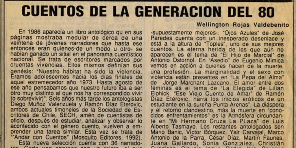 Cuentos de la generación del 80