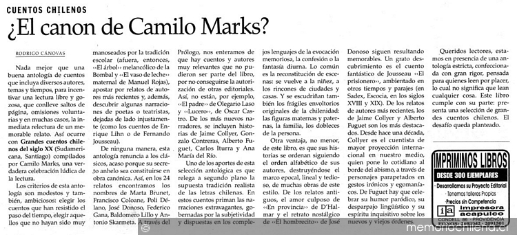 ¿El canon de Camilo Marks?