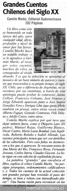 Grandes cuentos chilenos del siglo XX