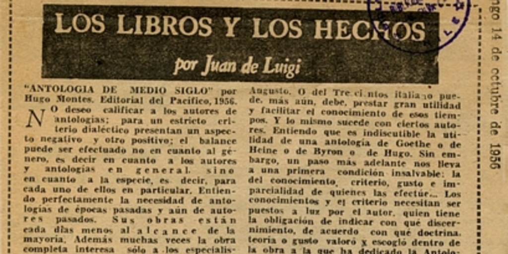 Los libros y los hechos: antología de medio siglo