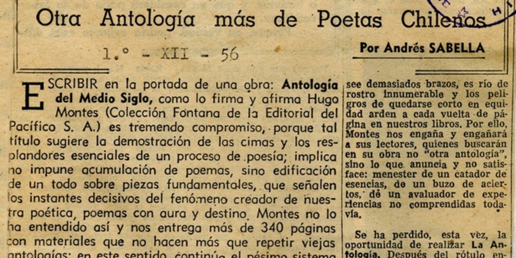 Otra antología más de poetas chilenos