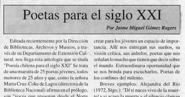 Poetas para el siglo XXI