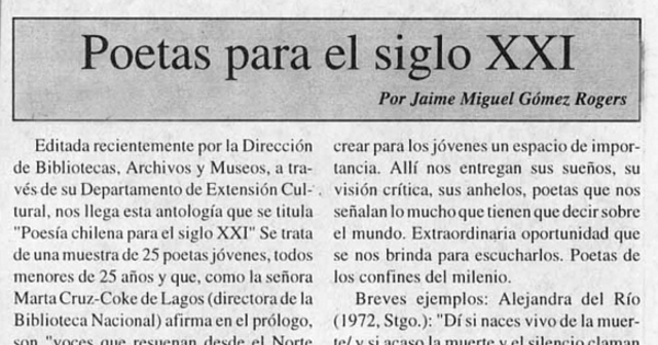 Poetas para el siglo XXI