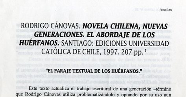 El paraje textual de los huérfanos