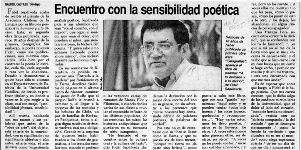 Encuentro con la sensiblidad poética