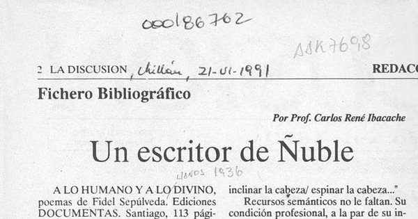 Un escritor de Ñuble