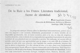 De la raíz a los frutos, literatura tradicional, fuente de identidad