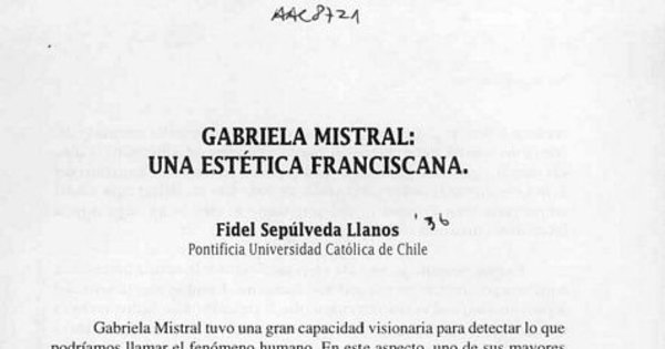 Gabriela Mistral, una estética franciscana