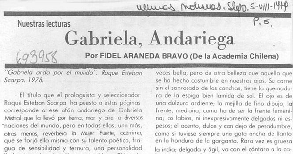 Gabriela, andariega