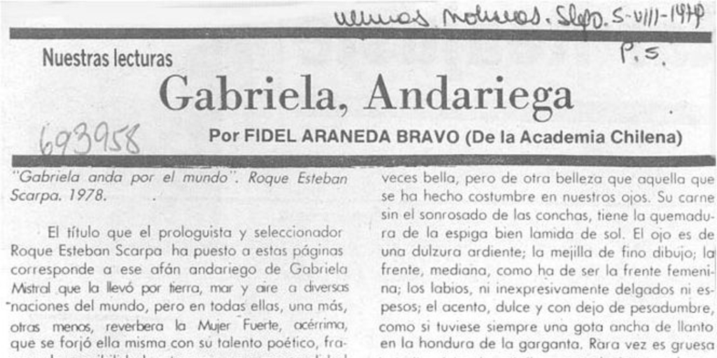 Gabriela, andariega