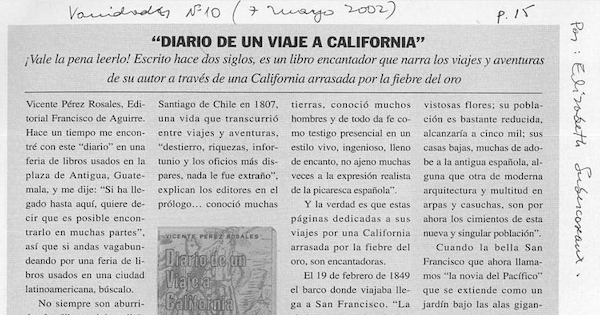 "Diario de un viaje a California"