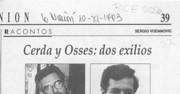 Cerda y Osses, dos exilios