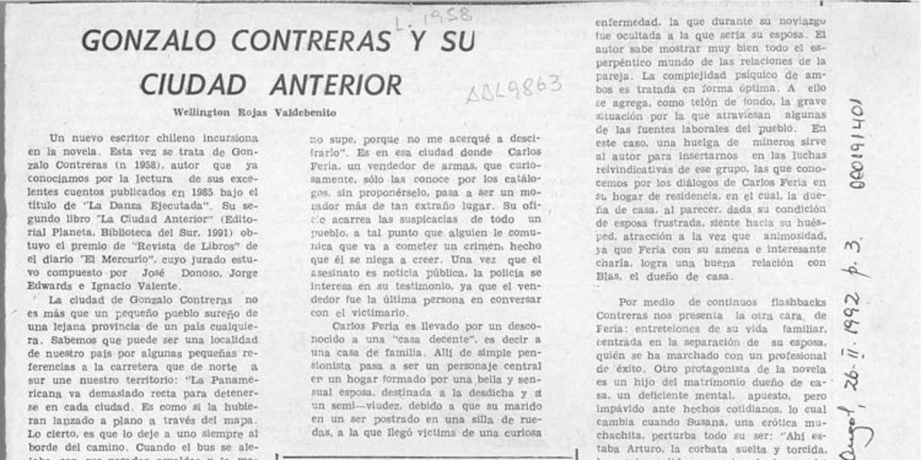 Gonzalo Contreras y su ciudad anterior