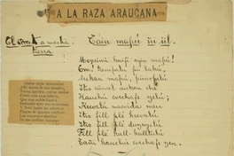 "A la raza araucana" de Samuel Lillo, traducida al mapuche por Manuel Manquilef