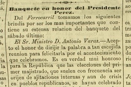 Banquete en honor del Presidente Pérez