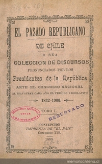 Administración Joaquín Pérez : discurso ante el Congreso Nacional de 1862