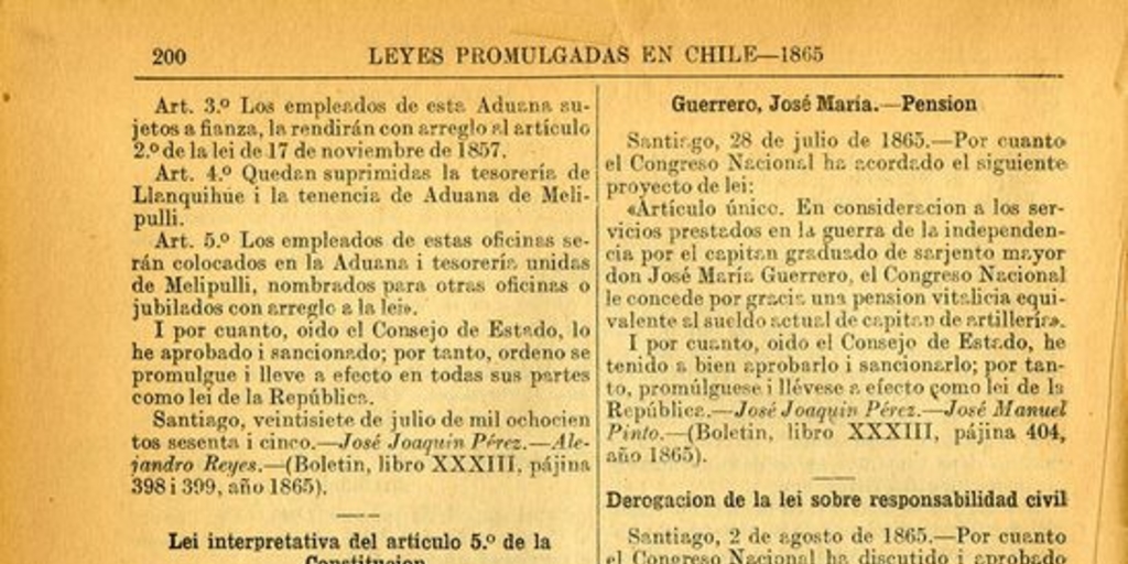 Lei interpretativa del artículo 5° de la Constitucion