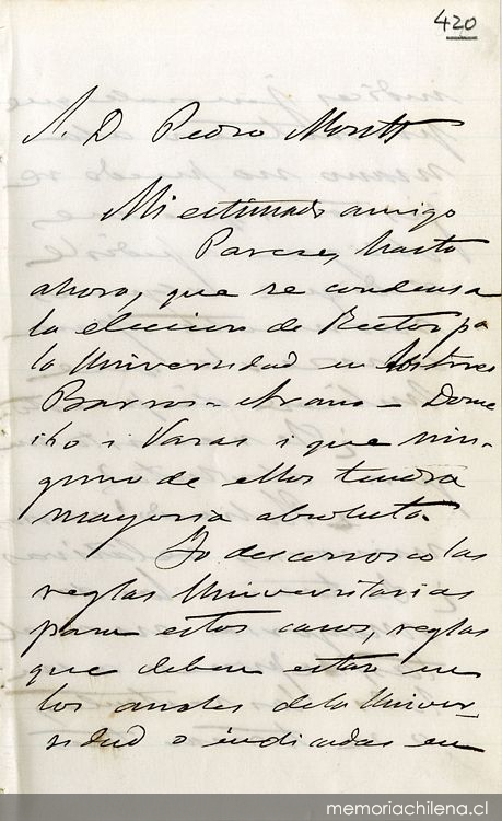 [Carta] 1882 Oct. 10, [Santiago?, al] Señor Pedro Montt[manuscrito]