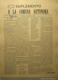 Suplemento a la Comuna autónoma: a las urnas compañeros