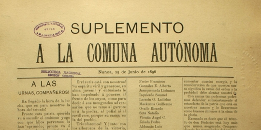 Suplemento a la Comuna autónoma: a las urnas compañeros