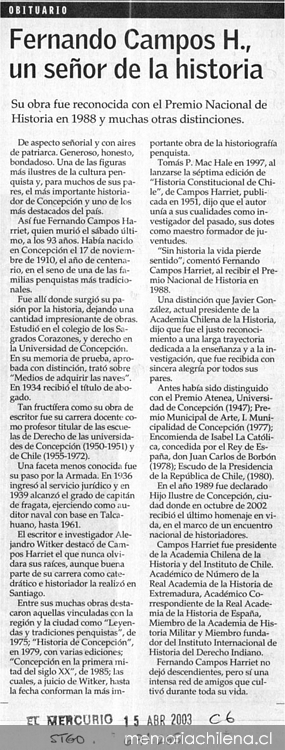Fernando Campos H., un señor de la historia