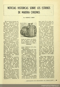 Noticias históricas sobre los estribos de madera chilenos