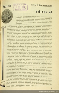 Editorial de la Revista de la Asociación de Criadores de Caballares, 1960