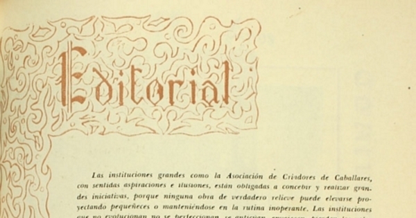 Editorial de la Revista de la Asociación de Criadores de Caballares, 1961