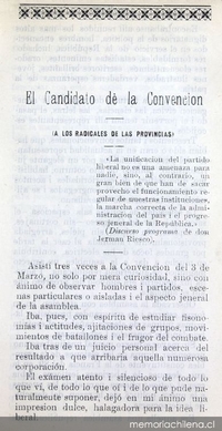 El candidato de la Convención: a los radicales de las provincias
