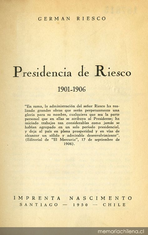 Presidencia de Riesco: 1901-1906