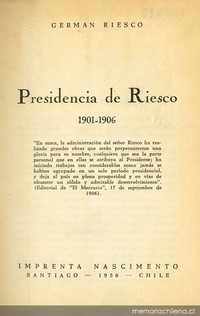 Presidencia de Riesco: 1901-1906