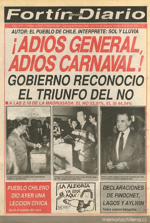 Adios General, adios carnaval! gobierno reconoció el triunfo del no