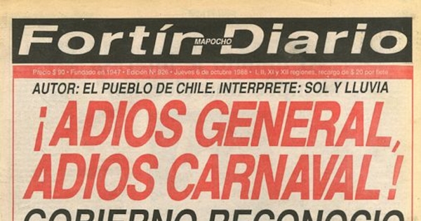 Adios General, adios carnaval! gobierno reconoció el triunfo del no