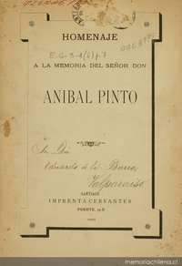 Homenaje a la memoria del señor Don Aníbal Pinto