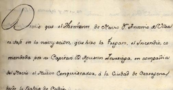 Diario que el Theniente de navio Dn. Antonio de Ulloa trabajó en la navegación que hizo la fragata El Incendio comandada por su Capitan D. Agustin Iturriaza, en compañia del navio el Nuevo Conquistador a la ciudad de Cartagena desde la Bahia de Cadiz[manuscrito]