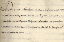 Diario que el Theniente de navio Dn. Antonio de Ulloa trabajó en la navegación que hizo la fragata El Incendio comandada por su Capitan D. Agustin Iturriaza, en compañia del navio el Nuevo Conquistador a la ciudad de Cartagena desde la Bahia de Cadiz[manuscrito]