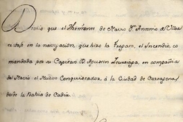 Diario que el Theniente de navio Dn. Antonio de Ulloa trabajó en la navegación que hizo la fragata El Incendio comandada por su Capitan D. Agustin Iturriaza, en compañia del navio el Nuevo Conquistador a la ciudad de Cartagena desde la Bahia de Cadiz[manuscrito]