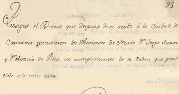 Prosigue el diario que despues de su arribo a la ciudad de Cartagena de Indias egecutaron los thenientes de navio Dn. Jorge Juan y Dn. Antonio de Ulloa en cumplimiento de la orden que por S. exc. se les tiene dada [manuscrito]