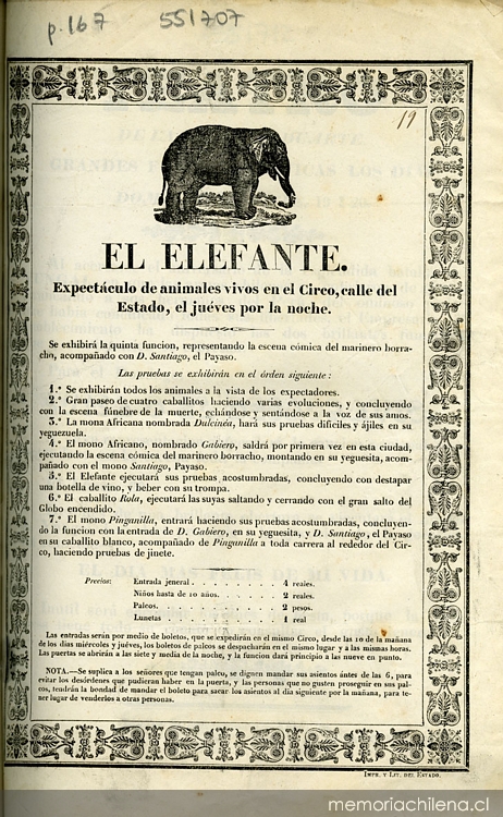 El Elefante: expectáculo de animales vivos en el circo, calle del Estado, el jueves por la noche