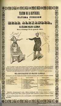 Teatro de la República: última función de Herr Alexander, el célebre májico alemán, para el domingo 31 de agosto de 1851