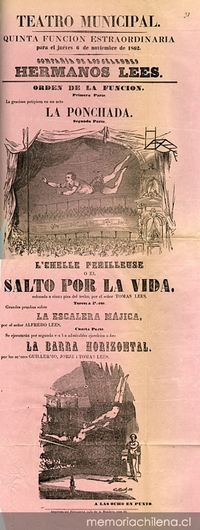 Teatro Municipal: Quinta función estraordinaria para el jueves 6 de noviembre de 1862: Compañía de los célebres Hermanos Lees