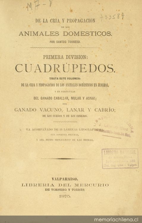 De la cría y propagación de los animales domesticos: Primera división cuadrúpedos