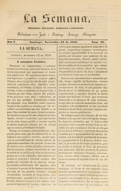 La semana: revista noticiosa literaría i científica: tomo 2